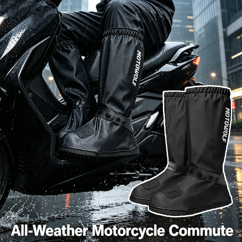 Cycling Commute Rain - ที่หุ้มรองเท้ากันฝนแบบใช้ซ้ำได้สำหรับการเดินทางกลางแจ้ง ขี่มอเตอร์ไซค์ ปั่นจักรยาน ท่องเที่ยว รองเท้ากันฝนกันลื่น