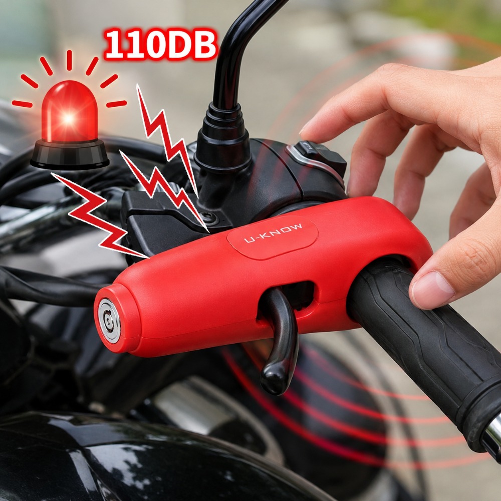 Commuter Bike Lock - ล็อคแฮนด์มอเตอร์ไซค์พร้อมสัญญาณกันขโมย 110dB ล็อคเบรกและคันเร่ง สำหรับสกู๊ตเตอร์ จักรยานไฟฟ้า และยานยนต์ไฟฟ้า