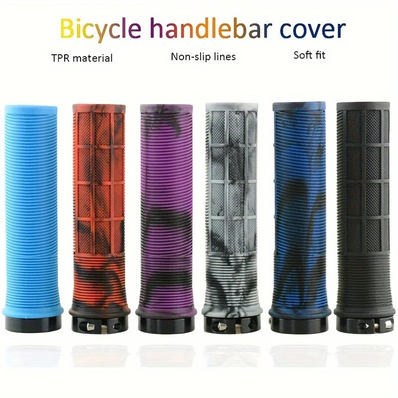 Commuter Bike Lock - แฮนด์จักรยาน TPR จักรยานแบบบูรณาการมือจับแฮนด์จักรยานอะลูมินัมอัลลอยล็อคบนที่จับจักรยานไม่ลื่นชิ้นส่วนจักรยาน MTB cuffs