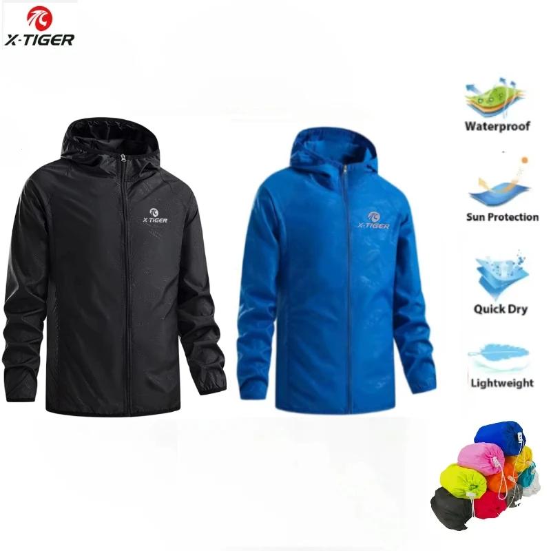 Cycling Rain Jacket Commute - เสื้อแจ็กเก็ตเดินป่าสำหรับผู้ชายแห้งเร็วเสื้อกันลม X-TIGER เสื้อกันฝนสำหรับใส่ตกปลากลางแจ้งกันยูวีแห้งกันน้ำสำหรับผู้หญิง