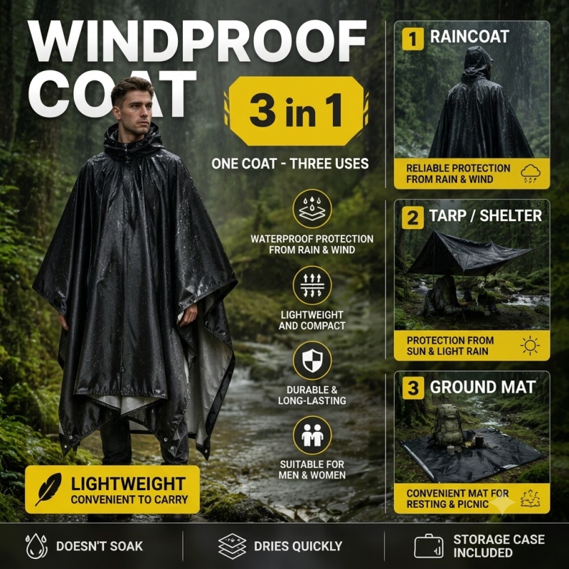 Cycling Rain Jacket Commute - เสื้อกันฝนแบบมีฮู้ดสำหรับผู้ใหญ่ เสื้อกันฝนน้ำหนักเบาสำหรับผู้ชายและผู้หญิง เสื้อกันฝนแบบใช้ซ้ำได้สำหรับกรณีฉุกเฉินกลางแจ้ง