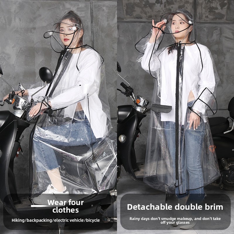 เสื้อกันฝน EVA แบบใส มีฮู้ด สำ - Cycling Commute Rain บทวิจารณ์และราคา